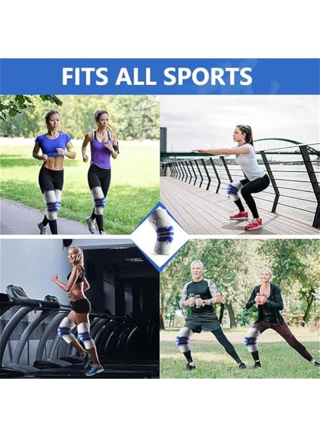 HOOKOR 2Pack Silicone Shock Absorption Sports Knee Pads, Soft Breathable Knee Pads for Fitness Running Basketball, Breathable Knee Support Enhance Knee Stability, Knee Strap Relieve Knee Stress (L) - Image 2