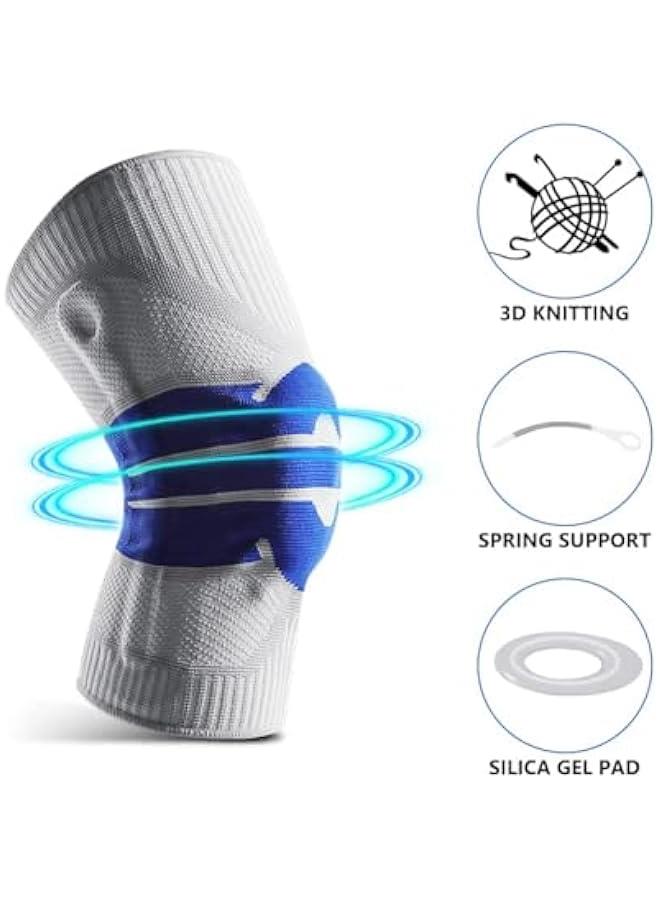 HOOKOR 2Pack Silicone Shock Absorption Sports Knee Pads, Soft Breathable Knee Pads for Fitness Running Basketball, Breathable Knee Support Enhance Knee Stability, Knee Strap Relieve Knee Stress (L) - Image 3