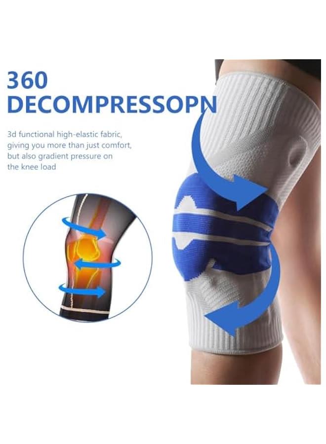 HOOKOR 2Pack Silicone Shock Absorption Sports Knee Pads, Soft Breathable Knee Pads for Fitness Running Basketball, Breathable Knee Support Enhance Knee Stability, Knee Strap Relieve Knee Stress (L) - Image 4