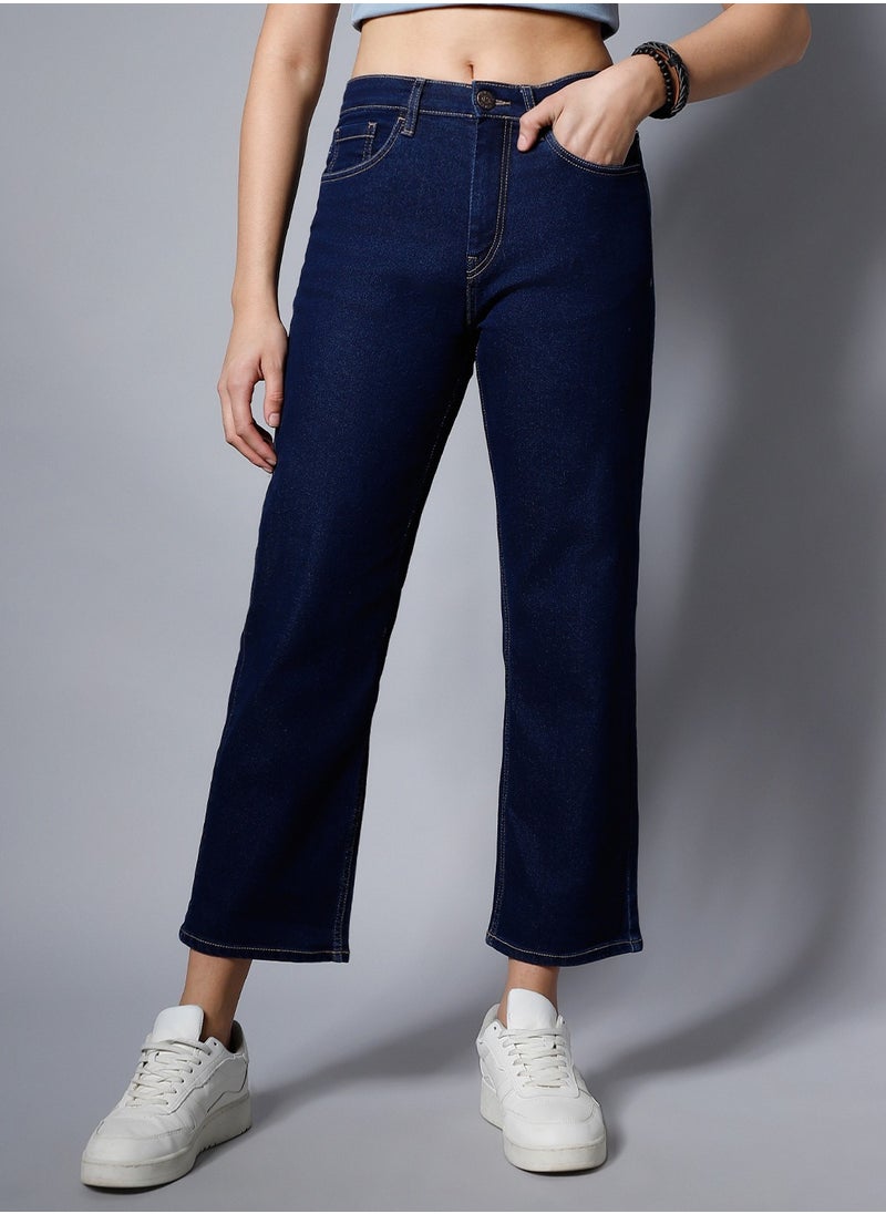 HIGH STAR - Indigo High-Rise Dad Fit Stretchable Jeans for Women - Image 1