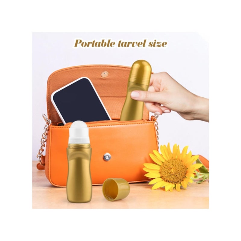 SOLARAE 20Pcs 50ml/1.7oz Golden Plastic Roller Ball Deodorant Bottles Refillable Roll-on Cosmetic Container for Deodorant Antiperspirant Perfume Essential Oil - Image 5
