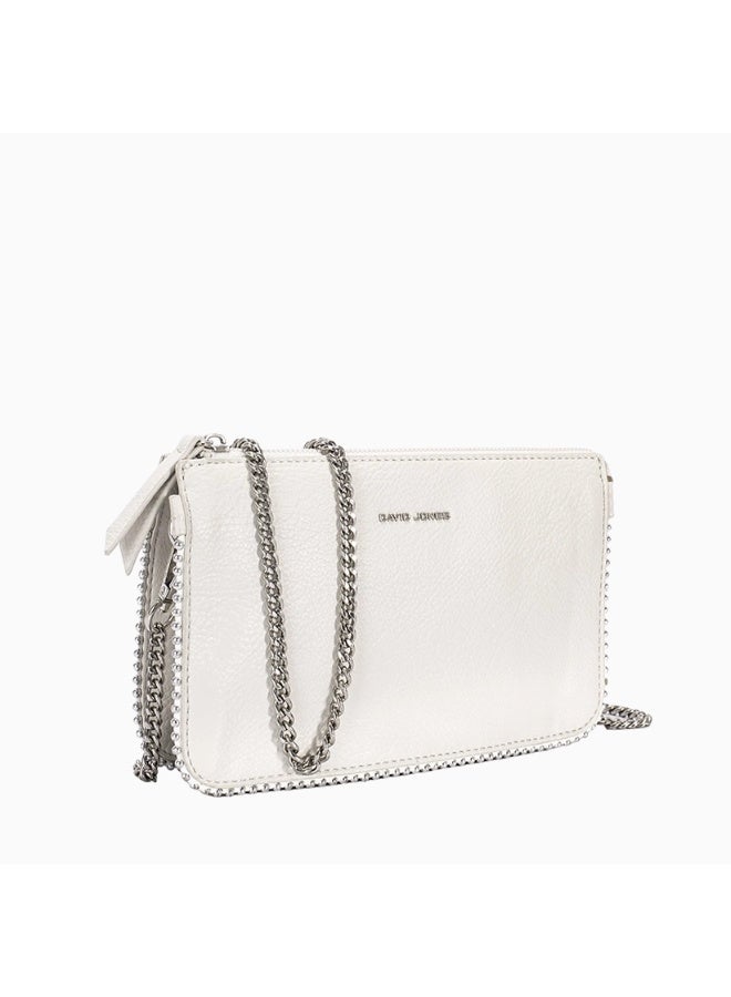 David Jones crossbody faux leather model CM8212 | Croco leather design crossbody bag with chain strap for passport and documents | Casual Daily crossbody and shoulder compact bag - Image 2