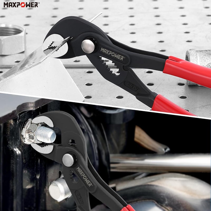 Max Power 7 inch Water Pump Pliers, with 0.98 inch Jaw Capacity Opening Push Button Lock Pliers - Image 5