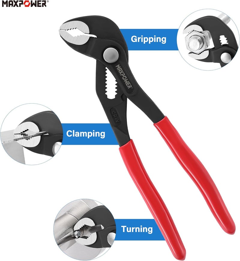 Max Power 7 inch Water Pump Pliers, with 0.98 inch Jaw Capacity Opening Push Button Lock Pliers - Image 3