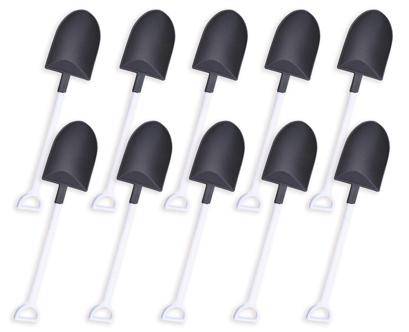 OaaXbbECco Novelty Mini Shovel Shape Spoons Cute Disposable Plastic Dessert Spoons 50 blackwhite model 2