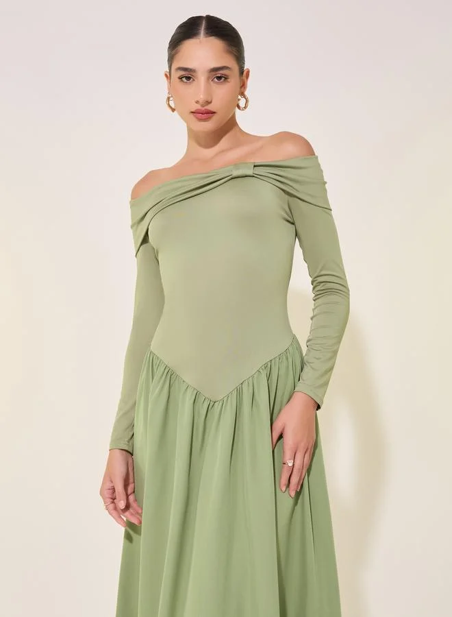 Take Two Off Shoulder Midi Dress