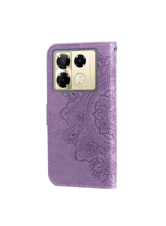اس-توب جراب لهاتف Infinix Note 40 Pro 4G / 5G / Note 40 Pro+ جراب هاتف جلدي منقوش عليه زهور بسبع بتلات - Image 3