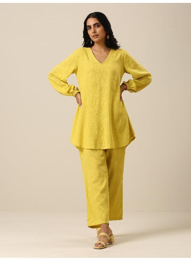 trueBrowns Lime Slub Textured Short Co-Ord Set - Image 1