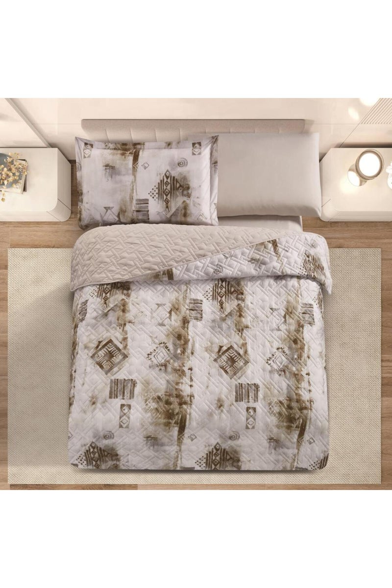 ميلين طقم مفرش صيفي مفرد ونص - 4 قطع - يناسب سرير بمقاس 200x120 - حشوة مضغوطه - افروديت - ابيض عاجي - بيج - Image 2