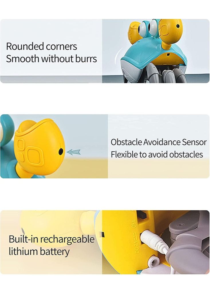 Perfii Interactive Crawling Crab Baby Toy with Music LED Light and Obstacle Avoidance USB Rechargeable Electronic Toy for Kids and Toddlers - Image 4
