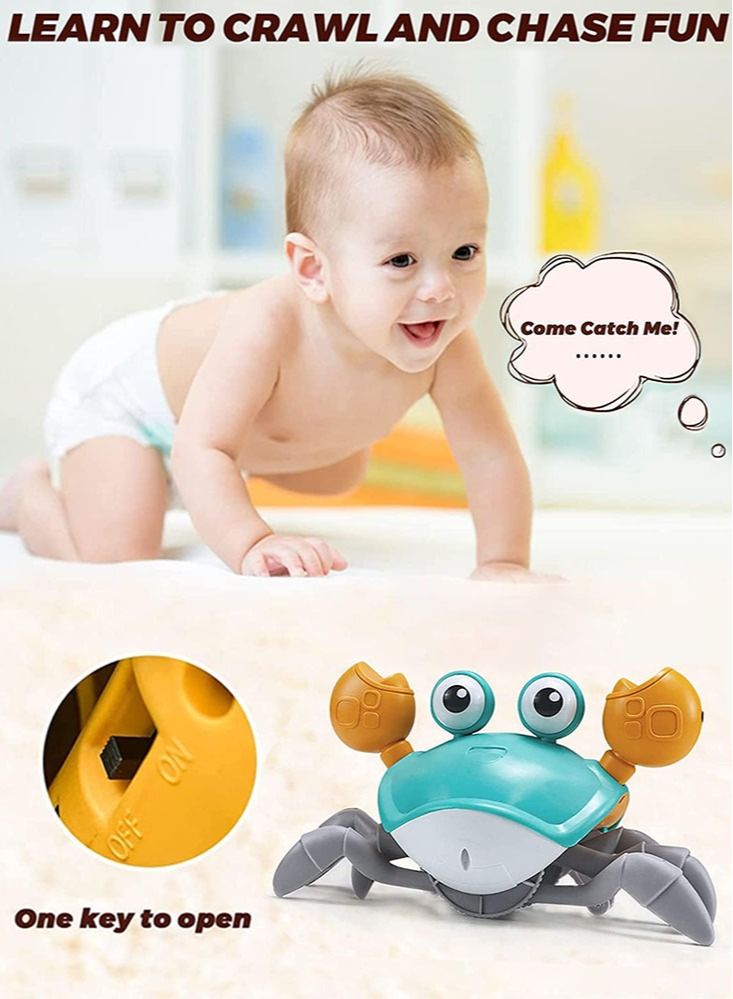 Perfii Interactive Crawling Crab Baby Toy with Music LED Light and Obstacle Avoidance USB Rechargeable Electronic Toy for Kids and Toddlers - Image 2