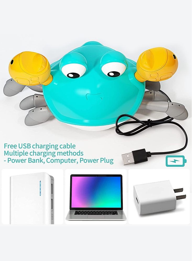 Perfii Interactive Crawling Crab Baby Toy with Music LED Light and Obstacle Avoidance USB Rechargeable Electronic Toy for Kids and Toddlers - Image 5