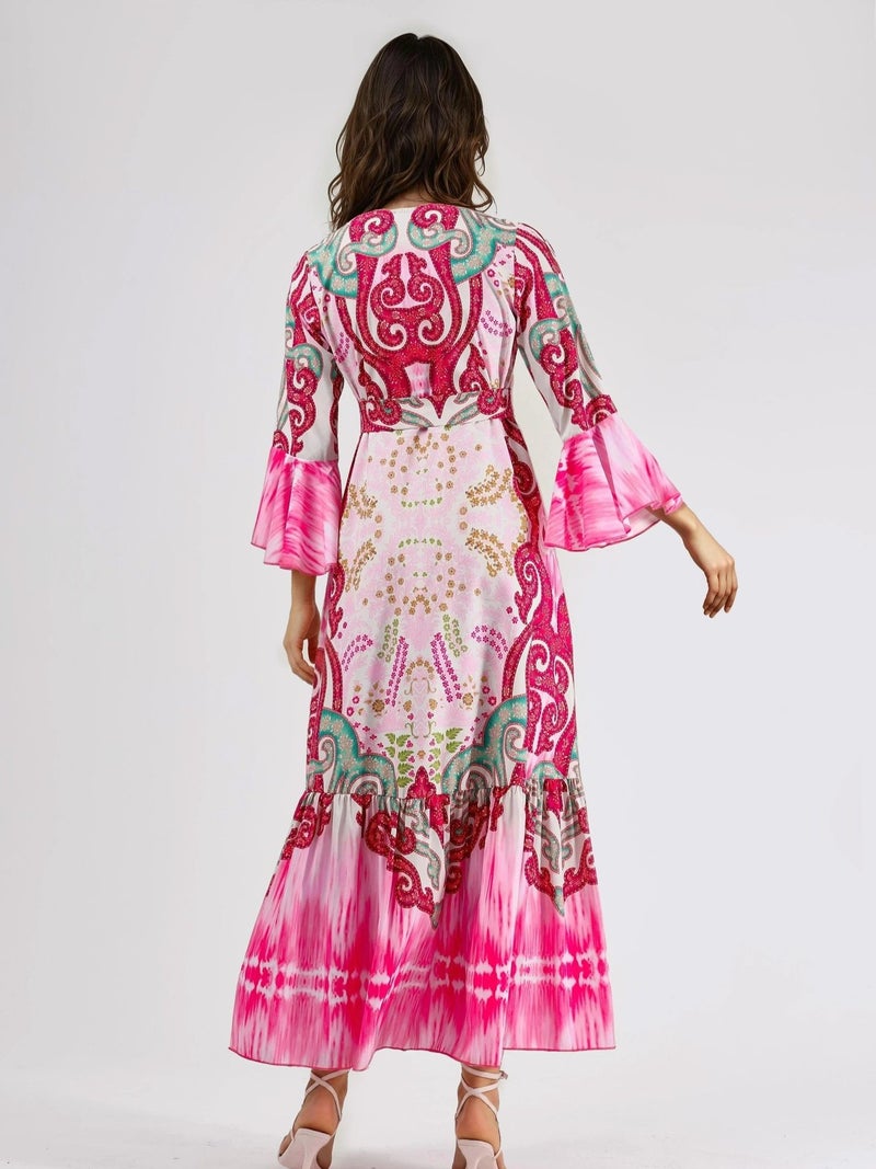 Jennyfer فستان ماكسي بيازيلي على شكل حرف V مزخرف - Image 4