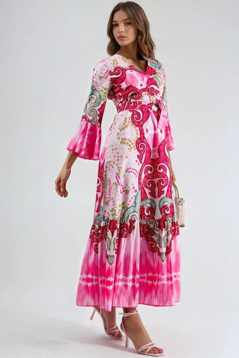 Jennyfer Frilly Paisley V-neck Maxi Dress - Image 3