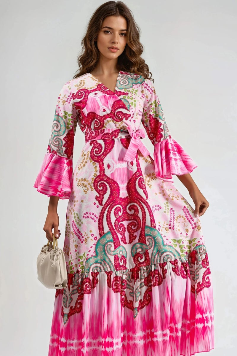 Jennyfer Frilly Paisley V-neck Maxi Dress - Image 1