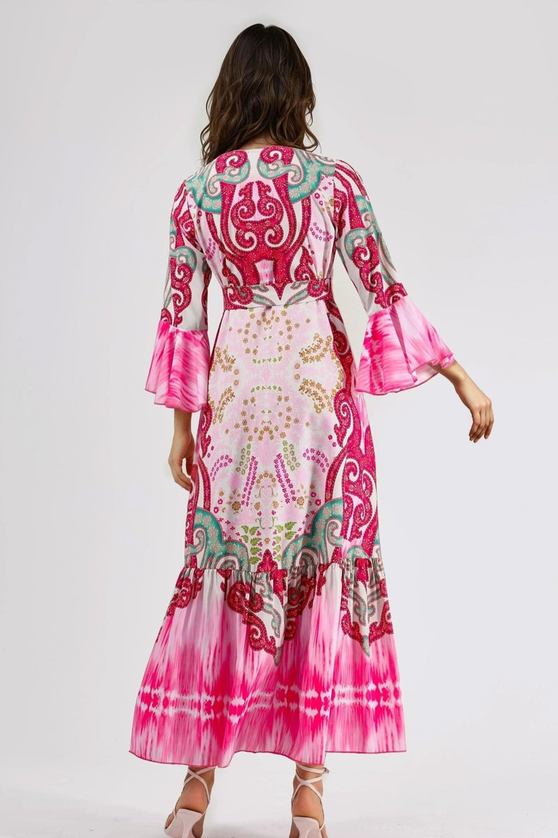 Jennyfer Frilly Paisley V-neck Maxi Dress - Image 4