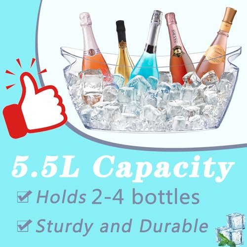 Kvittra Ice Bucket, 2 PCS 5.5L Acrylic Ice Buckets, Large Beverage Tub for Parties, Mimosa Bar Supplies Beverage Tub and Scoops for Champagne Beer Sparkling Wine Cocktails (2-4 bottles) - Image 3