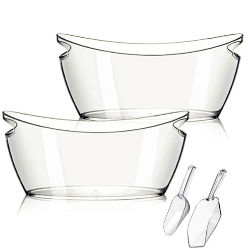Kvittra Ice Bucket, 2 PCS 5.5L Acrylic Ice Buckets, Large Beverage Tub for Parties, Mimosa Bar Supplies Beverage Tub and Scoops for Champagne Beer Sparkling Wine Cocktails (2-4 bottles) - Image 1