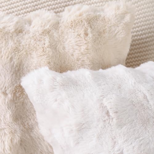 MADIZZ Pack of 2 Thick Plush Wool Throw Pillow Covers 12x20 Inch Cream Soft Neutral Decorative Throw Pillows Accent Boho Cushion Covers for Couch Sofa Bedroom Pillow Shell - Image 5