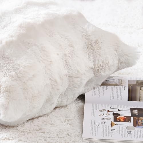 MADIZZ Pack of 2 Thick Plush Wool Throw Pillow Covers 12x20 Inch Cream Soft Neutral Decorative Throw Pillows Accent Boho Cushion Covers for Couch Sofa Bedroom Pillow Shell - Image 3