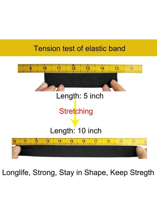 Generic - Elastic Sewing Bands 11 Yards 1 Inch Flatback Black Knit Elastic Spool Heavy Strenth High Elasticity Knit Elastic Band for Sewing - Image 1