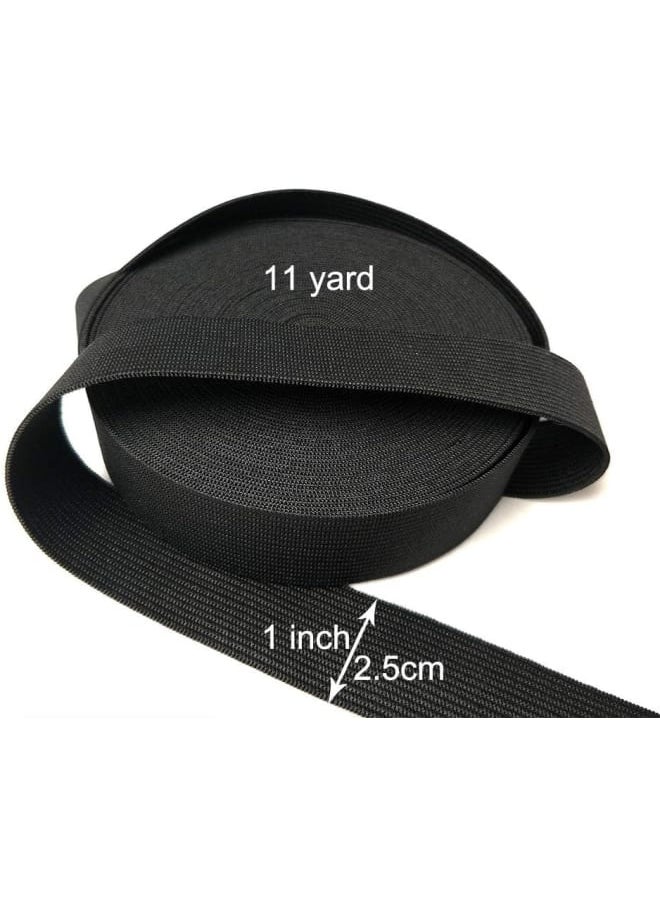 Generic - Elastic Sewing Bands 11 Yards 1 Inch Flatback Black Knit Elastic Spool Heavy Strenth High Elasticity Knit Elastic Band for Sewing - Image 1