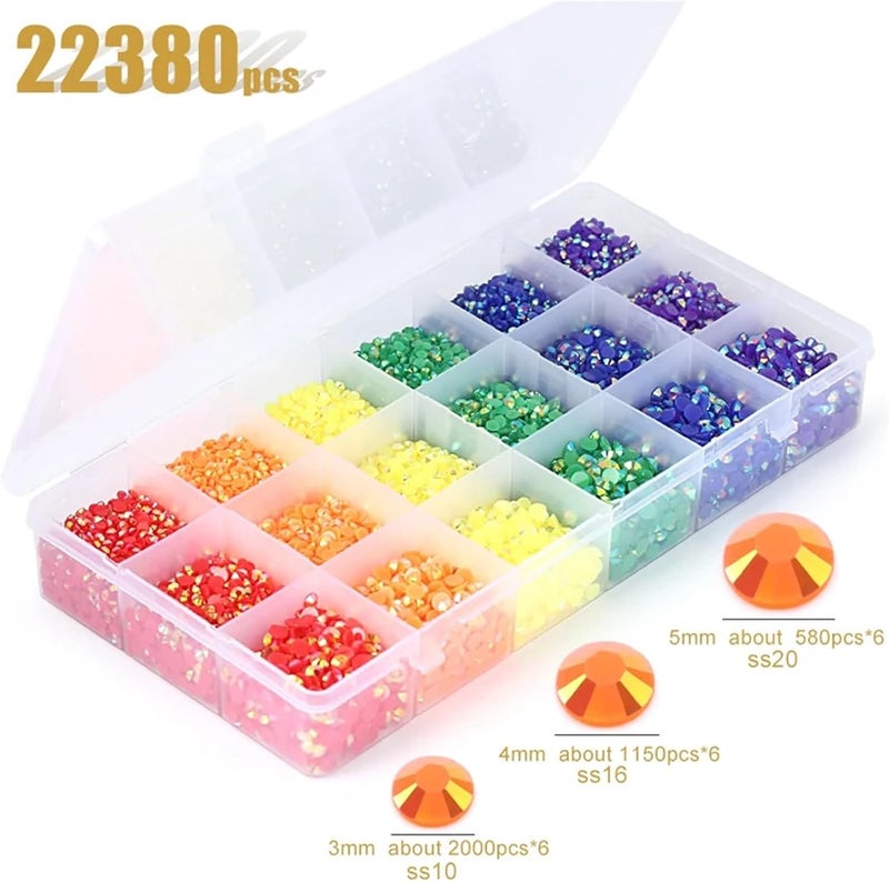 Bedazzler Kit with Rhinestone 3/4/5mm 18Grid Resin Rhinestones Tools Set Glue On Flat Back Rhinestone for DIY Nail Art for Adding Sparkly Bling to Bags,Nails,Decors(18 Grid Set H) - Image 3