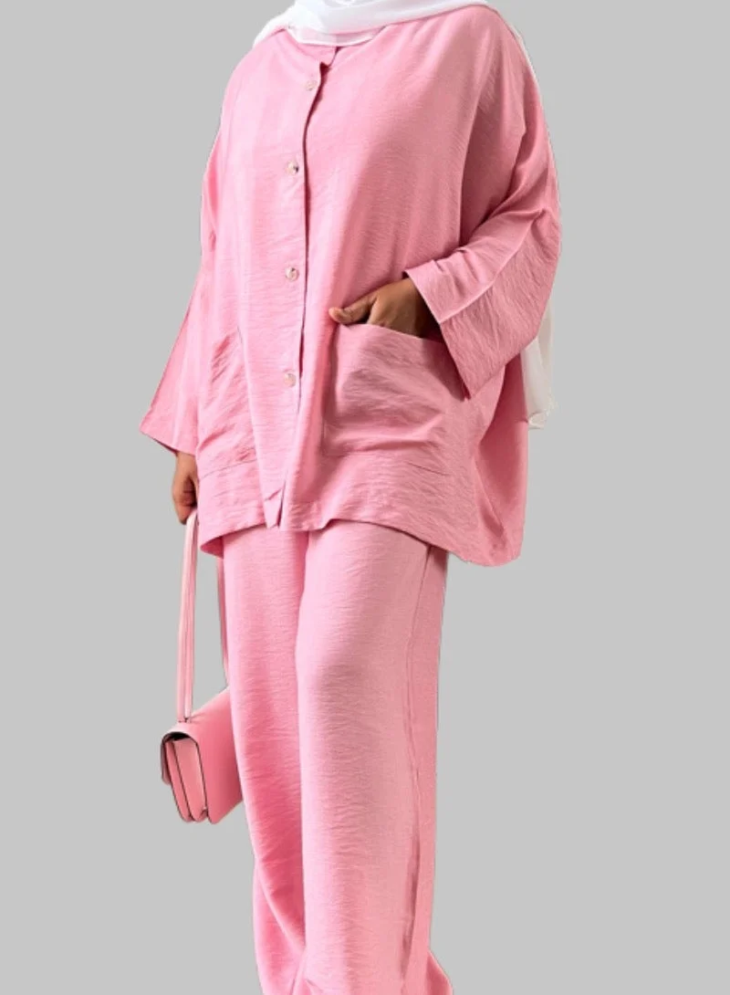 Bond Pink Bali Crespo Linen Co-Ord Set