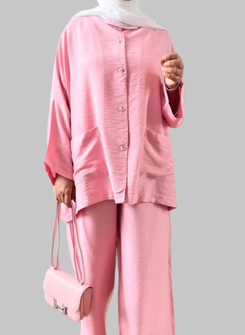 Bond Pink Bali Crespo Linen Co-Ord Set