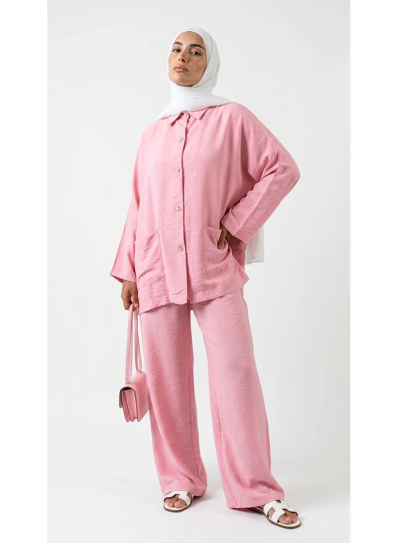 Bond Pink Bali Crespo Linen Co-Ord Set