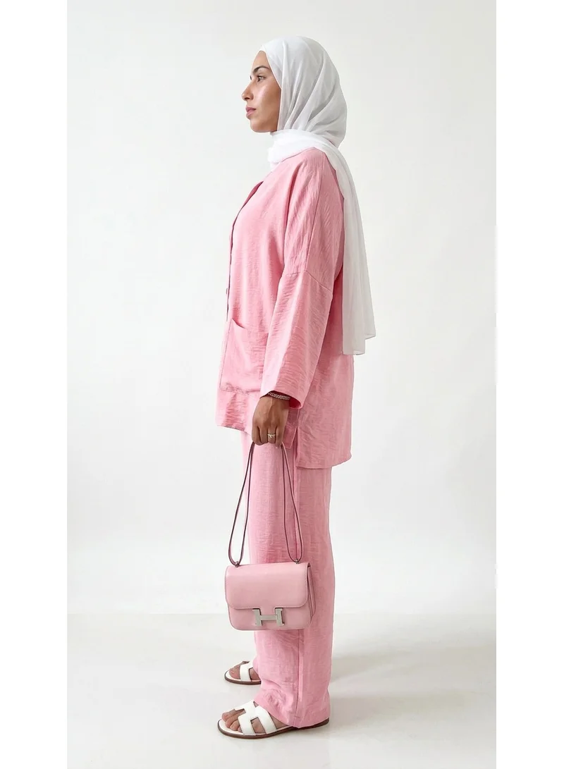 Bond Pink Pink Bali Crespo Linen Co-Ord Set for Women | Best Price UAE