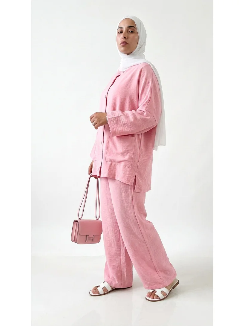 Bond Pink Pink Bali Crespo Linen Co-Ord Set for Women | Best Price UAE