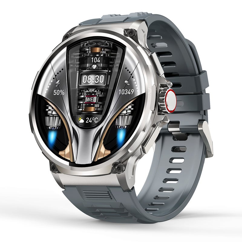 New V69 smart watch Bluetooth call 1.85-inch large screen round screen heart rate blood oxygen multi-sports Smart Watch Gray - Image 1