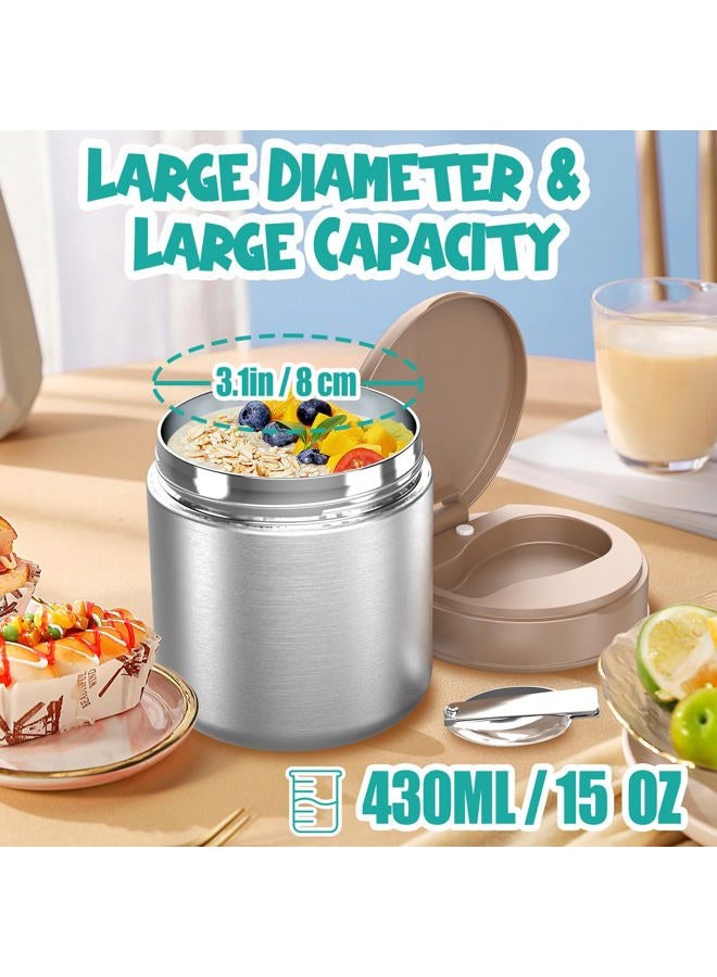 CJACJA Thermo for Hot Food Kids - 15.2oz, Insulated Food Jar for Soup, Width Mouth Stainless Steel Insulated Lunch Container with Folding Spoon, Blue (Stainless Steel) - Image 3