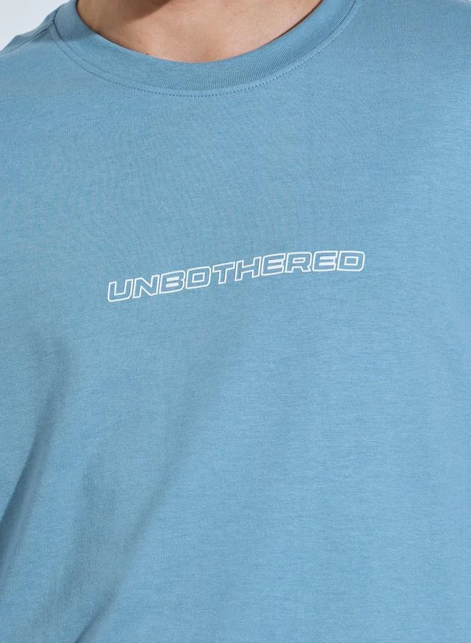 Styli Blue Blue HD Graphic Print Oversized T-Shirt for Men | Best Price UAE