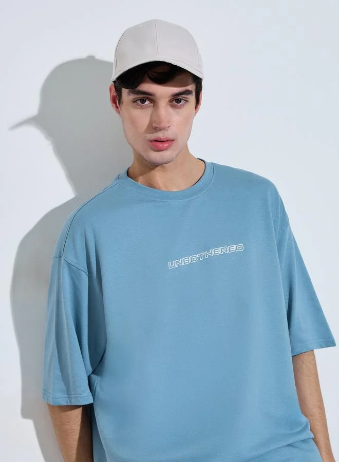 ستايلي Blue HD Graphic Print Oversized T-Shirt