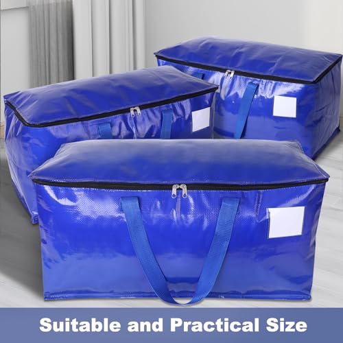 StorageRight Moving Bags-Heavy Duty Moving Boxes, Storage Totes with Zipper, Reinforced Handles and Tag Pocket-Collapsible Moving Supplies for moving, Storage and Travel 93L(Blue-6 Pack) - Image 5