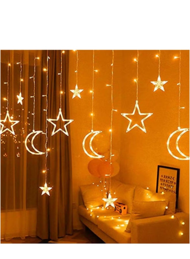 زينة أضواء العيد - سلسلة أضواء LED على شكل قمر ونجمة، أضواء خرافية كهربائية لديكور المنزل في العيد، الحديقة، غرفة النوم، الأماكن الخارجية، حفلات الزفاف - Image 1