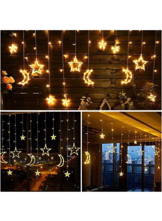 زينة أضواء العيد - سلسلة أضواء LED على شكل قمر ونجمة، أضواء خرافية كهربائية لديكور المنزل في العيد، الحديقة، غرفة النوم، الأماكن الخارجية، حفلات الزفاف - Image 5