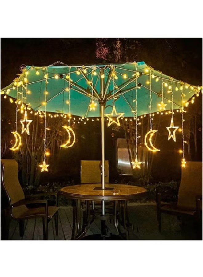 زينة أضواء العيد - سلسلة أضواء LED على شكل قمر ونجمة، أضواء خرافية كهربائية لديكور المنزل في العيد، الحديقة، غرفة النوم، الأماكن الخارجية، حفلات الزفاف - Image 4