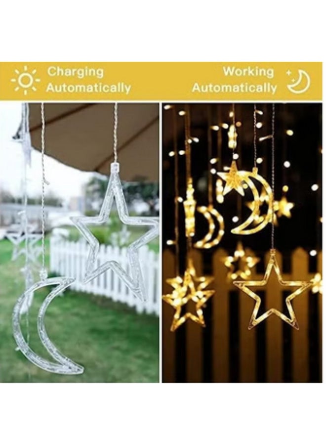 زينة أضواء العيد - سلسلة أضواء LED على شكل قمر ونجمة، أضواء خرافية كهربائية لديكور المنزل في العيد، الحديقة، غرفة النوم، الأماكن الخارجية، حفلات الزفاف - Image 2
