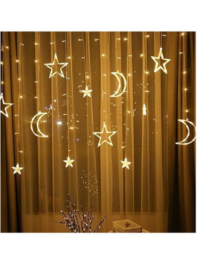 زينة أضواء العيد - سلسلة أضواء LED على شكل قمر ونجمة، أضواء خرافية كهربائية لديكور المنزل في العيد، الحديقة، غرفة النوم، الأماكن الخارجية، حفلات الزفاف - Image 3