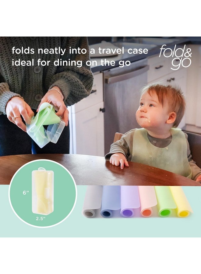 Olababy Fold N Go Silicone Placemat w Travel Case | Dishwasher Safe, BPA Free, Non-Slip, Waterproof | Mini Dining Mat for Infants, Babies, Toddlers and Kids (1, Kiwi) - Image 2