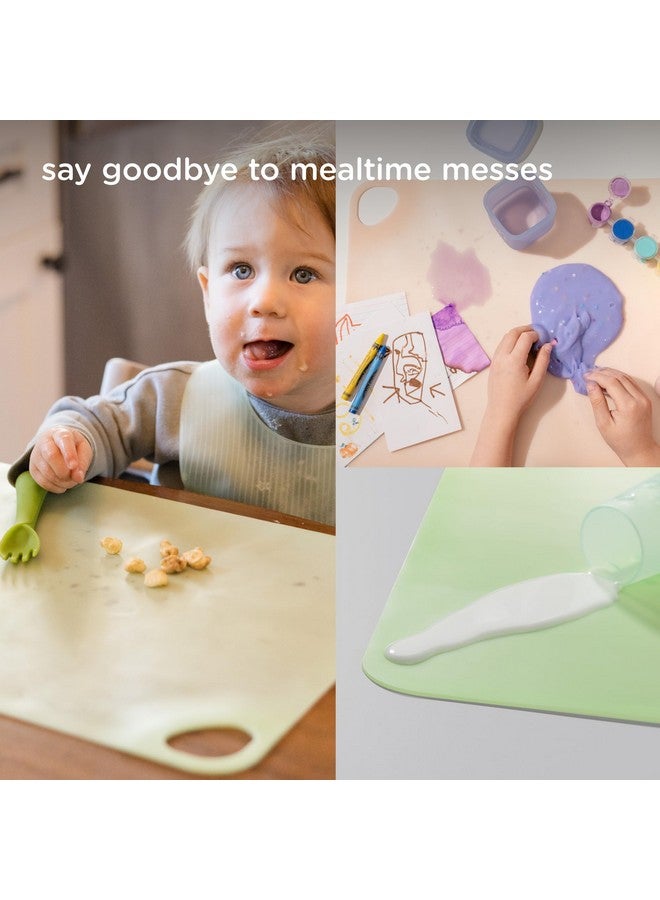 Olababy Fold N Go Silicone Placemat w Travel Case | Dishwasher Safe, BPA Free, Non-Slip, Waterproof | Mini Dining Mat for Infants, Babies, Toddlers and Kids (1, Kiwi) - Image 3