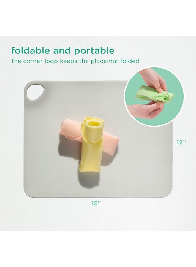 Olababy Fold N Go Silicone Placemat w Travel Case | Dishwasher Safe, BPA Free, Non-Slip, Waterproof | Mini Dining Mat for Infants, Babies, Toddlers and Kids (1, Kiwi) - Image 1