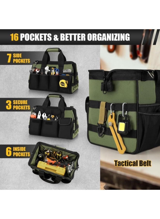 WALALLA Heavy Duty Tool Bag 15-Inch, 16-Pocket Portable Empty Tool Box Organizer Storage, Toolbox Organization, Soft Handle Large Zipper Carrying Toolbag, Father Day Dad Men Mechanic Welding Birthday Gift - Image 3