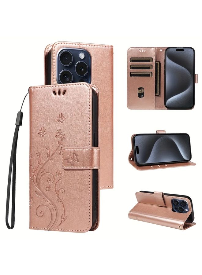 Light Green iPhone 14 Case with Card Slot and Wrist Strap Faux Leather Protective Cover - Image 2