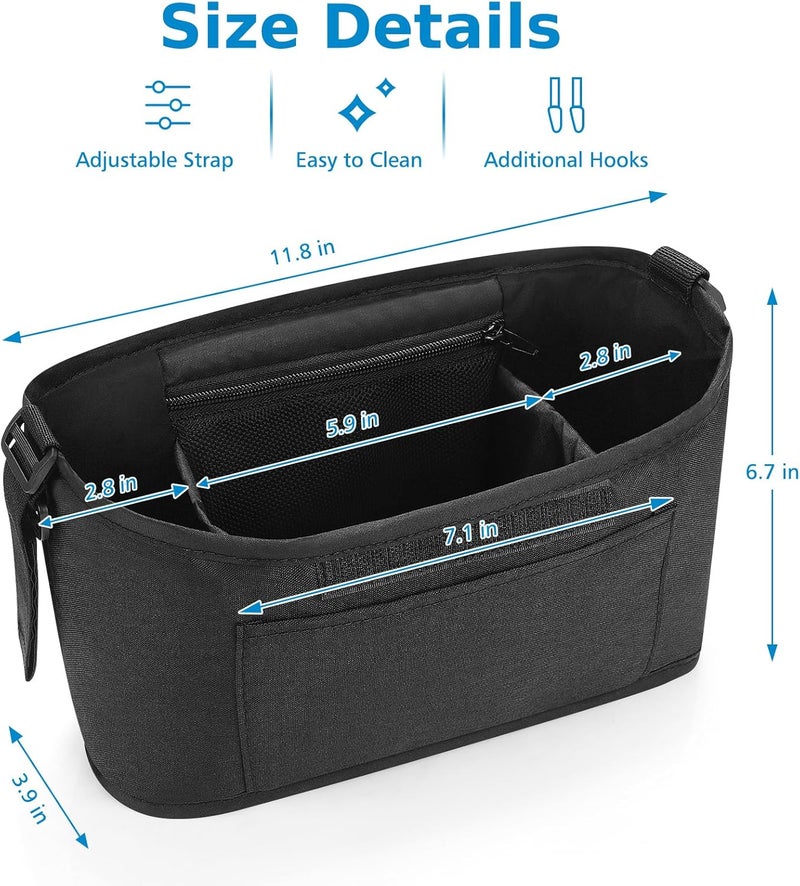 Accmor Universal Stroller Organizer Stroller Bag Caddy Organizer Stroller Organizer Accessories for Uppababy Baby Jogger Nuna Doona Britax Strollers - Image 3