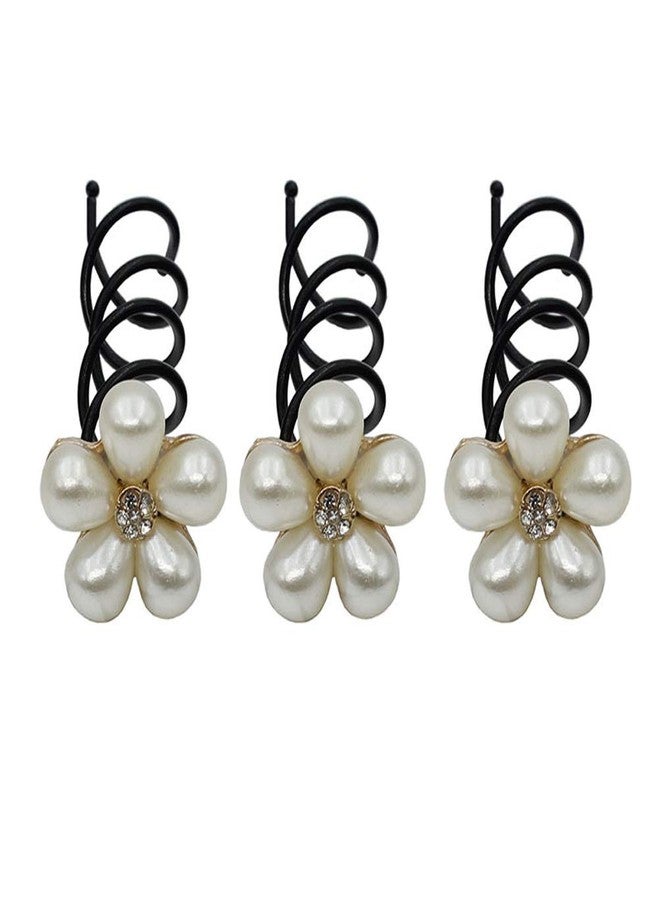 canjoyn 10 Pcs Flower Spin Hair Pins Swirl Hair Twists Coils Hair Clips Bridal Rhinestone Pearl Metal Spiral Twist Updo Hair Pins DIY Hair Style Hair Accessories for Wedding, Prom, Party (flower E) - Image 1