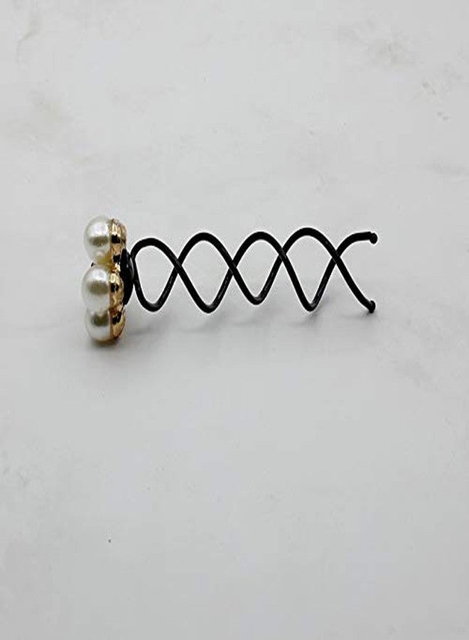 canjoyn 10 Pcs Flower Spin Hair Pins Swirl Hair Twists Coils Hair Clips Bridal Rhinestone Pearl Metal Spiral Twist Updo Hair Pins DIY Hair Style Hair Accessories for Wedding, Prom, Party (flower E) - Image 4
